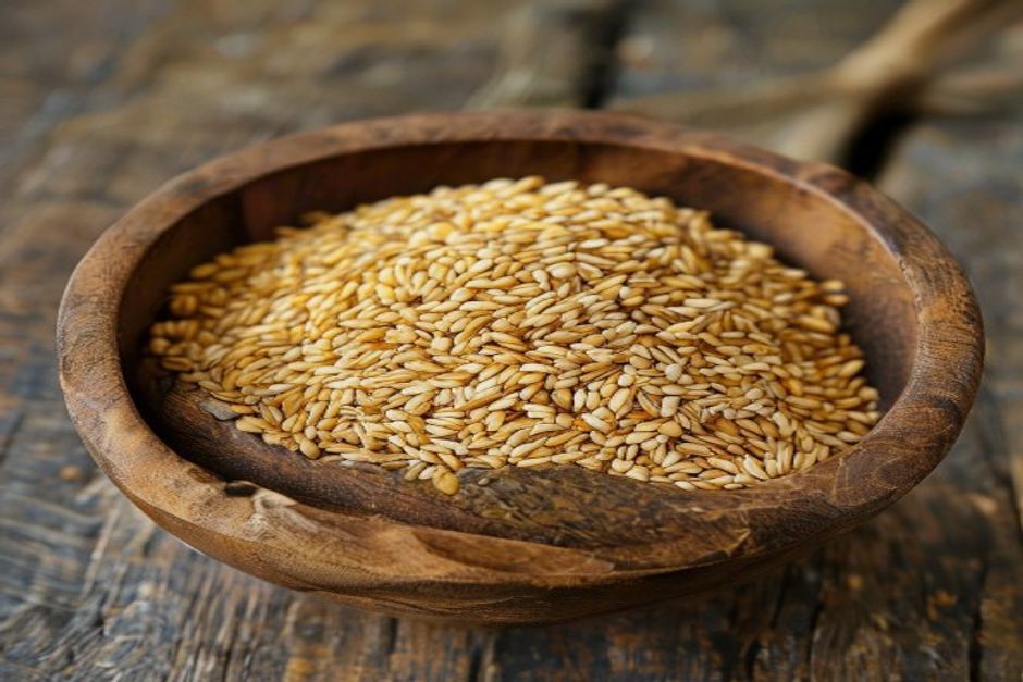 small round yellow millet seeds in a bowl