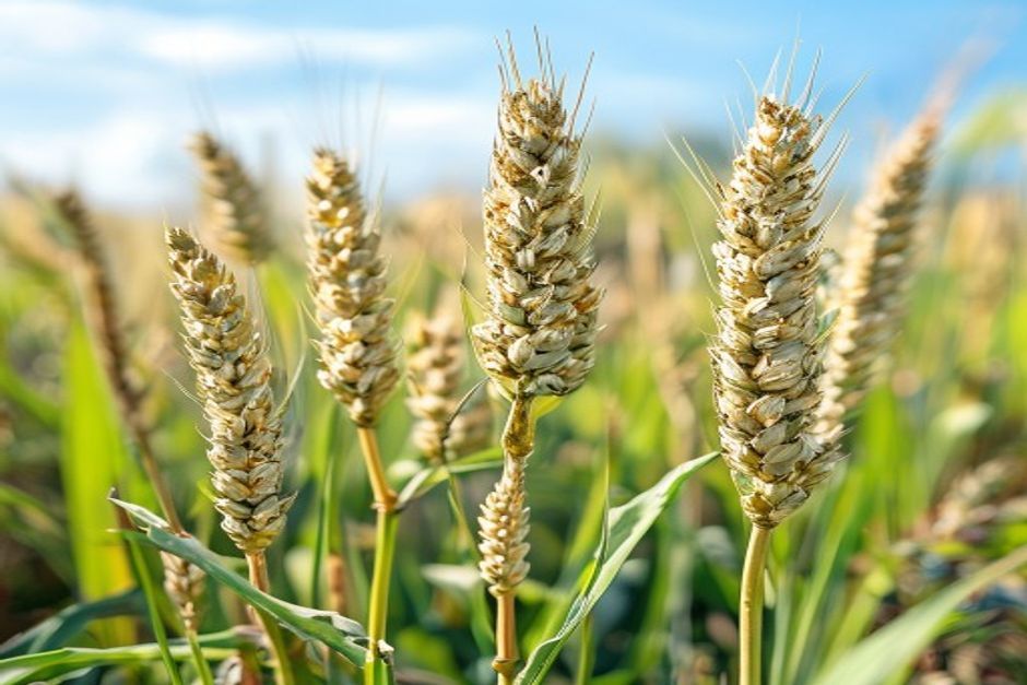 ripe oat plants with panicles ready to harvest in a backyard plot