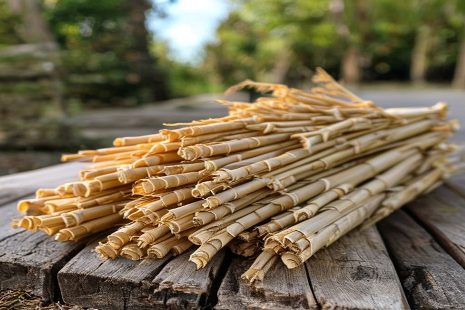 sweet sorghum stalks being harvested for syrup