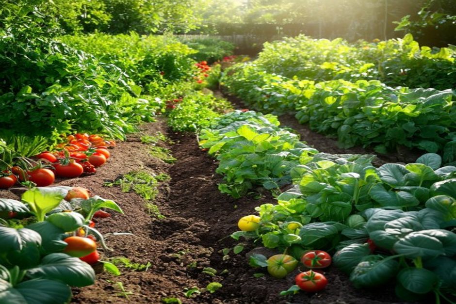 Thriving vegetable garden with balanced soil pH